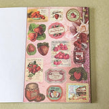 vintage old carnival tour sticker book featuring botanical roses, mushrooms, woodland animals, antique ephemera, correspondence stickers, fruit labels, Parisian motifs and cottage garden illustrations. Book of 30 pages of matte paper stickers.