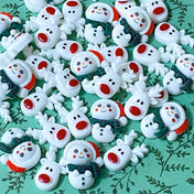 snowman snow man men snowmen white resin fb flat back flatback fbs uk cute kawaii festive christmas craft supplies shop store white red green rudolph hat scarf reindeer deer