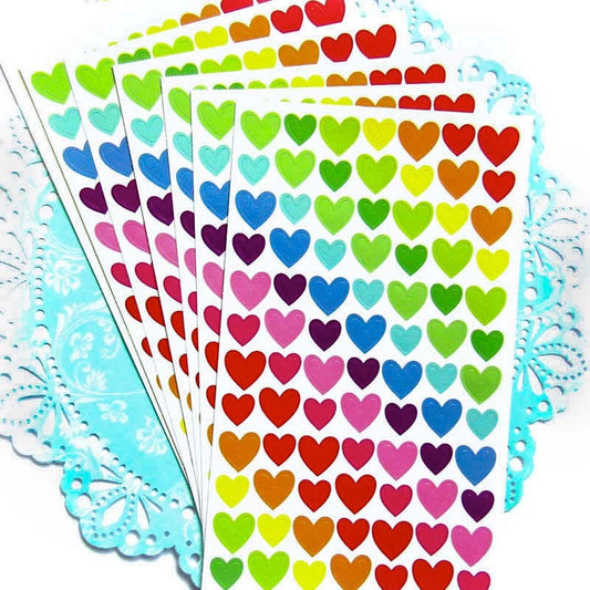 Rainbow Heart Stickers HEART 84 Mini Hearts
