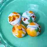 autumn silicone jumbo very large big beads bead uk cute kawaii craft supplies shop store orange yellow mustard leaf leaves print pattern patterned grey white mustard round 15mm 31mm beaded pen pens jewellery making  gold metallic