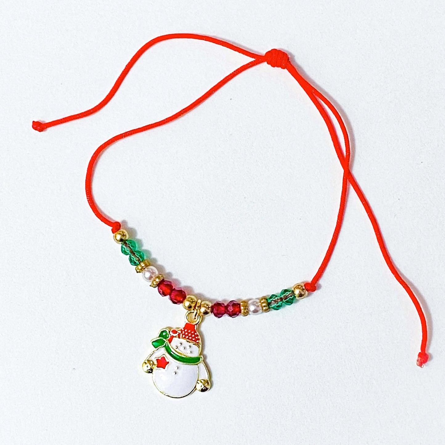 CHRISTMAS Cord Adjustable Beaded & Charm BRACELET