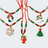 CHRISTMAS Cord Adjustable Beaded & Charm BRACELET