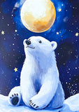 winter snow snowy animal animals polar bear bears fox bunny rabbit deer reindeer rudolph dolphin seal postcard postcards post card cards uk cute kawaii blue sun moon moonlight