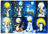 winter snow snowy animal animals polar bear bears fox bunny rabbit deer reindeer rudolph dolphin seal postcard postcards post card cards uk cute kawaii blue sun moon moonlight