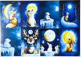 winter snow snowy animal animals polar bear bears fox bunny rabbit deer reindeer rudolph dolphin seal postcard postcards post card cards uk cute kawaii blue sun moon moonlight