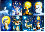 MOONLIT WINTER ANIMALS- Snowy Postcard SET of 4