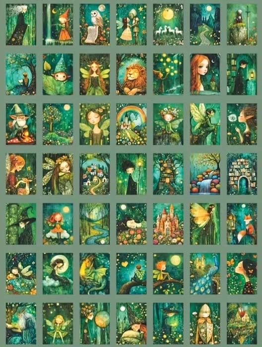 Fairytale Mini Sticker Book- 50 Magical Illustration Stickers - Forest Fairy or Fairy Tale