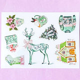 kawaii cute christmas stickers stickers sheet pastel pink and green retro vintage pretty glossy white festive stationery uk shop store planner addict supplies santa sleigh snowman deer gingerbread