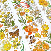 golden gold yellow orange flower flowers plants plant sticker stickers sheet holo holographic foil foiled clear plastic pet uk cute kawaii stationery shop store butterflies butterfly jar jars