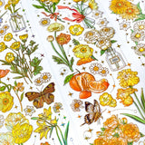 golden gold yellow orange flower flowers plants plant sticker stickers sheet holo holographic foil foiled clear plastic pet uk cute kawaii stationery shop store butterflies butterfly jar jars