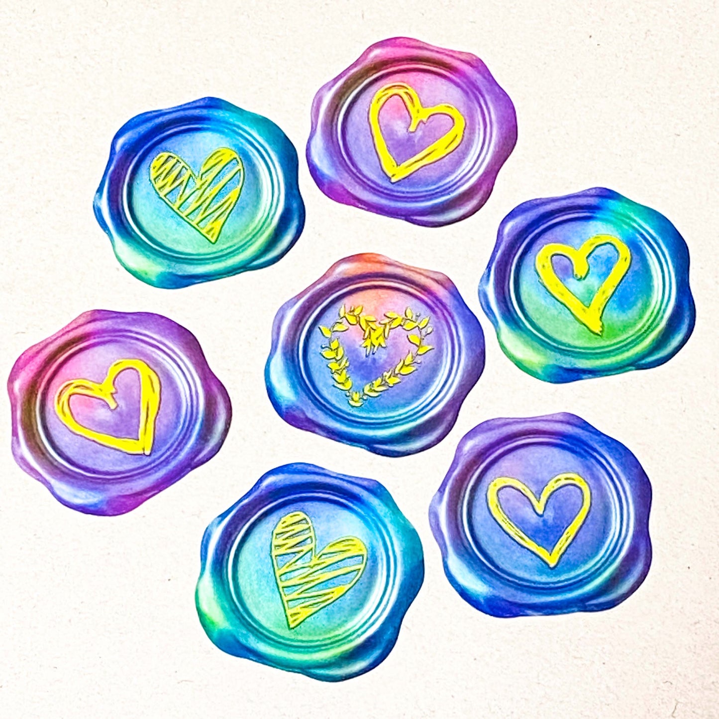 Heart Wax Seal Effect Stickers – Set of 20 (38mm)