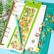fruits clear planner stickers pack of  sheets on a teal planner on a blue background