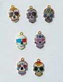 SUGAR SKULL Enamel Charms -Gold or Silver Tone