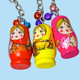 uk cute kawaii gift gifts silver metal keyring keyrings key ring rings chain matryshka russian doll dolls wooden handmade painted large wood jingle bell bells christmas stocking fillers uk shop store