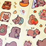 cute kawaii cuddly cabybara capybaras guinea pig pigs sticker stickers clear plastic pet pvc sheet pack 6 uk stationery planner supplies shop store gift gifts brown transparent sheets