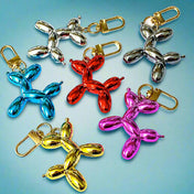 balloon dog dogs metallic shiny keyring key ring rings chain keychain bag charm charms clip clips uk cute kawaii gift gifts shop store red purple blue green silver pewter gunmetal gold pretty bright 3d 3 dimensional chunky turquoise cerise pink