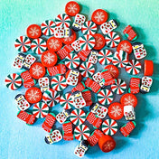 poly polymer clay bead beads cute kawaii handmade red green black white uk craft supplies shop store pretty fun pin wheel pinwheel snowman snowmen stockings stocking snowflake