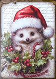 santa hat hats father christmas postcard post card cards uk cute kawaii animal animals vintage style retro victorian fox foxes bunny rabbit cat kitten raccoon owl owls sheep lamb penguin squirrel hedgehog deer elephant mouse mice individual stationery planner supplies addict gift holly leaves foliage red green