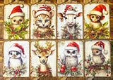 CHRISTMAS SANTA HAT ANIMAL Vintage Postcards & Stickers