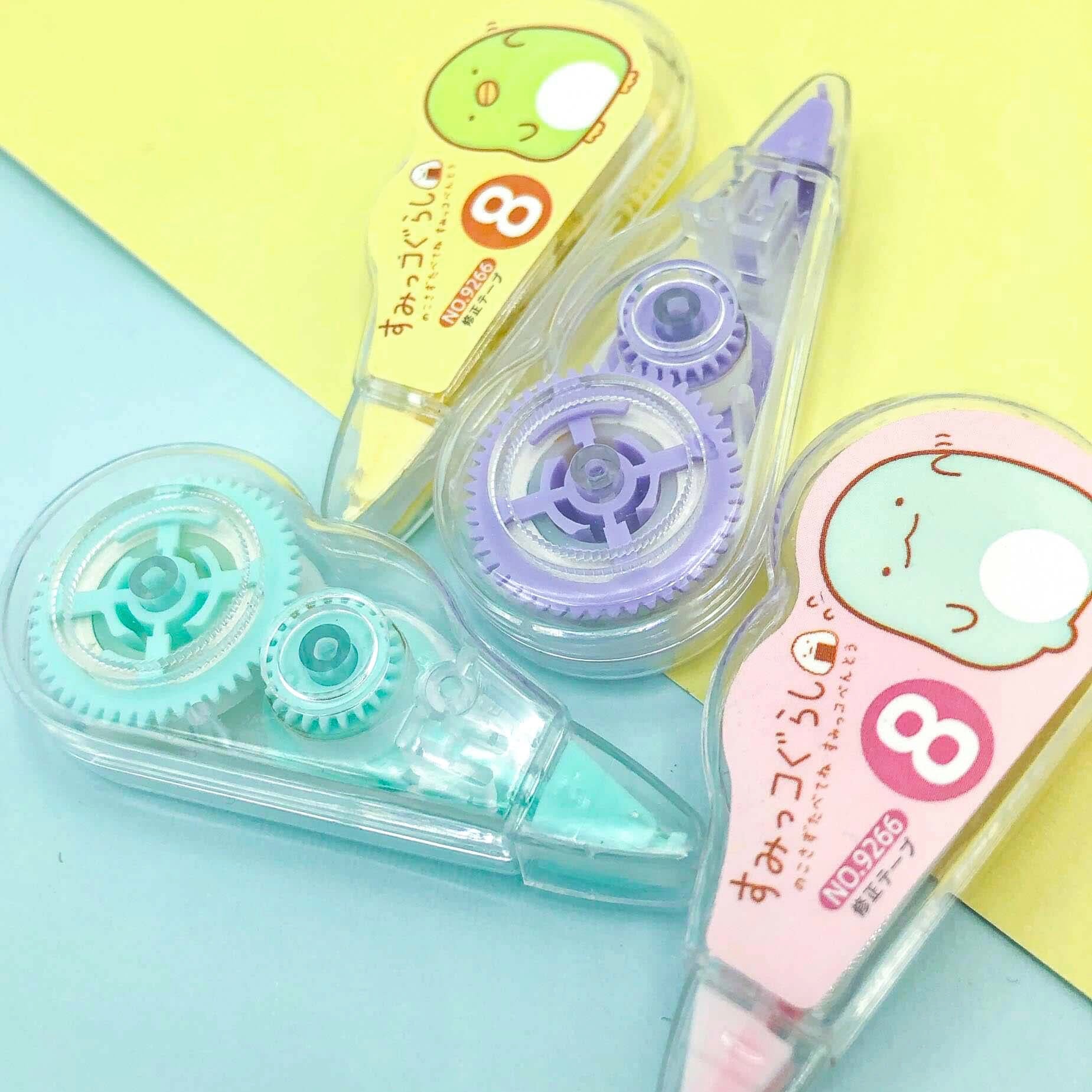 kawaii animal cute correction roller white tape mistakes tippex rollers uk stationery office supplies duck cat animal 8m pastel pretty colours turquoise pink lilac purple yellow bird cat hamster
