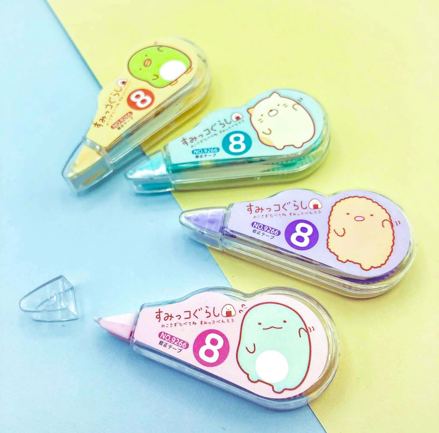 kawaii animal cute correction roller white tape mistakes tippex rollers uk stationery office supplies duck cat animal 8m pastel pretty colours turquoise pink lilac purple yellow bird cat hamster