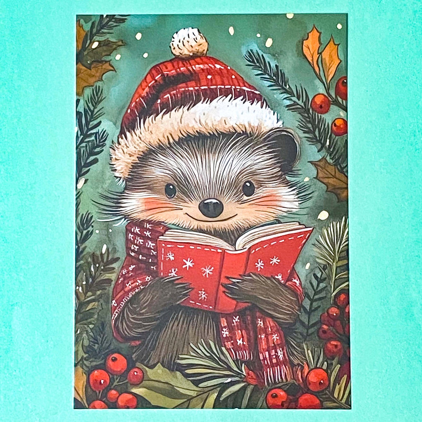 cute kawaii postcard postcards post card cards uk individual animal animals stationery shop store uk polar bear bears hedgehog hedgehogs fox foxes rabbit rabbits bunny bunnies hare hares cat cats kitten owl owls bird birds puppy dog dogs colourful red and green festive christmas foliage holly berries woodland snow snowflakes