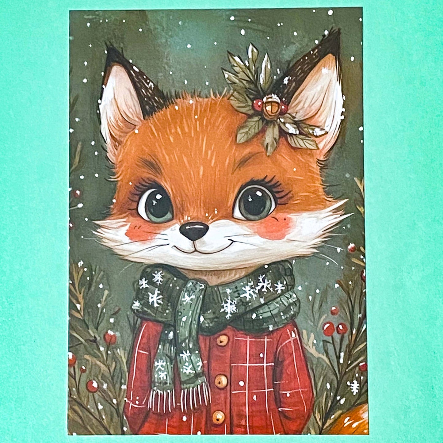 cute kawaii postcard postcards post card cards uk individual animal animals stationery shop store uk polar bear bears hedgehog hedgehogs fox foxes rabbit rabbits bunny bunnies hare hares cat cats kitten owl owls bird birds puppy dog dogs colourful red and green festive christmas foliage holly berries woodland snow snowflakes