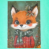 cute kawaii postcard postcards post card cards uk individual animal animals stationery shop store uk polar bear bears hedgehog hedgehogs fox foxes rabbit rabbits bunny bunnies hare hares cat cats kitten owl owls bird birds puppy dog dogs colourful red and green festive christmas foliage holly berries woodland snow snowflakes