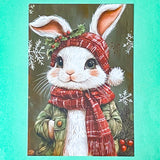 cute kawaii postcard postcards post card cards uk individual animal animals stationery shop store uk polar bear bears hedgehog hedgehogs fox foxes rabbit rabbits bunny bunnies hare hares cat cats kitten owl owls bird birds puppy dog dogs colourful red and green festive christmas foliage holly berries woodland snow snowflakes