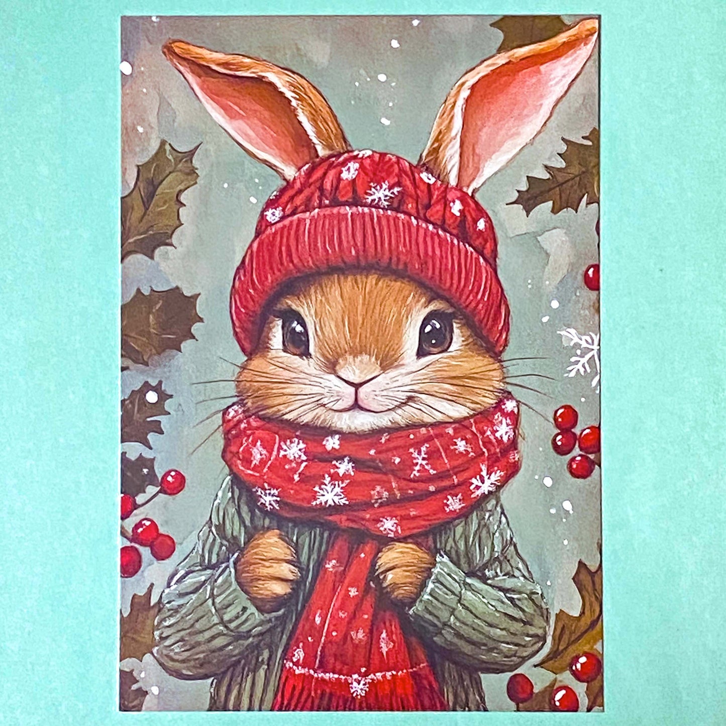 cute kawaii postcard postcards post card cards uk individual animal animals stationery shop store uk polar bear bears hedgehog hedgehogs fox foxes rabbit rabbits bunny bunnies hare hares cat cats kitten owl owls bird birds puppy dog dogs colourful red and green festive christmas foliage holly berries woodland snow snowflakes