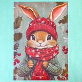 cute kawaii postcard postcards post card cards uk individual animal animals stationery shop store uk polar bear bears hedgehog hedgehogs fox foxes rabbit rabbits bunny bunnies hare hares cat cats kitten owl owls bird birds puppy dog dogs colourful red and green festive christmas foliage holly berries woodland snow snowflakes