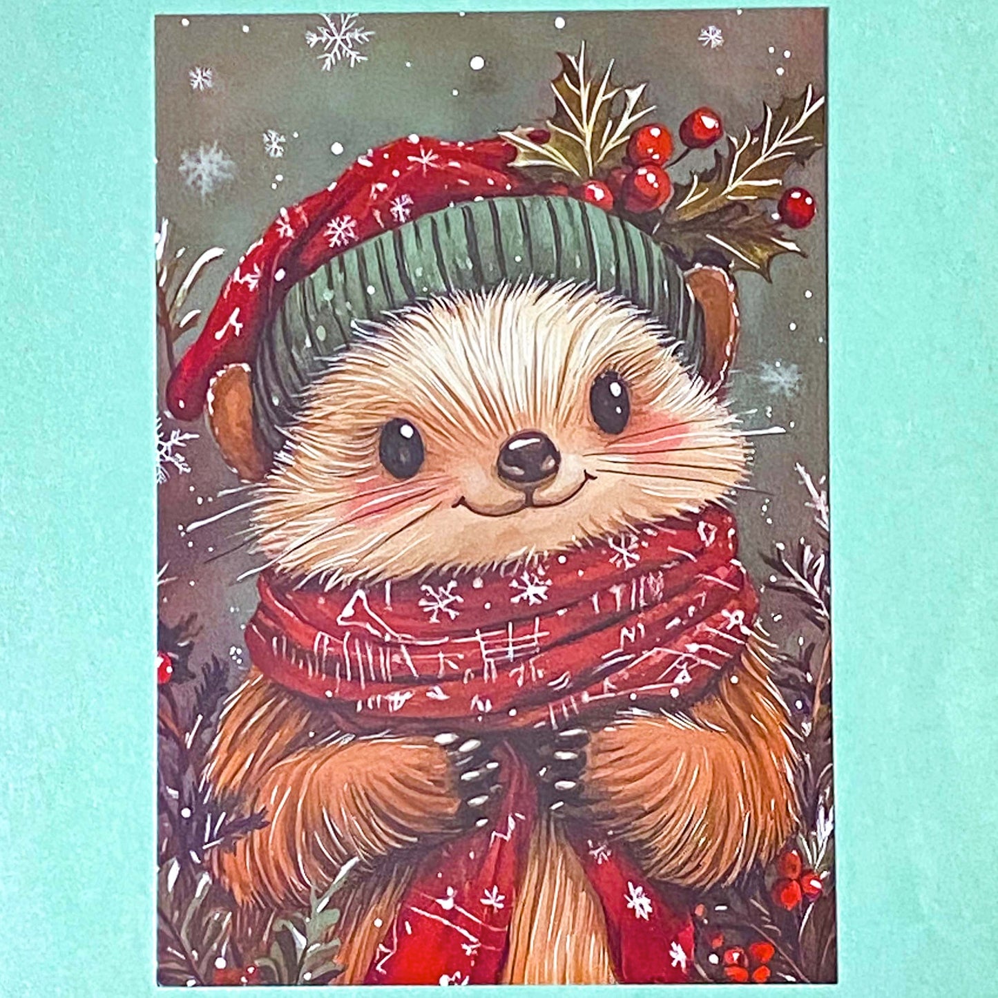 RED & GREEN Individual FESTIVE ANIMAL POSTCARD