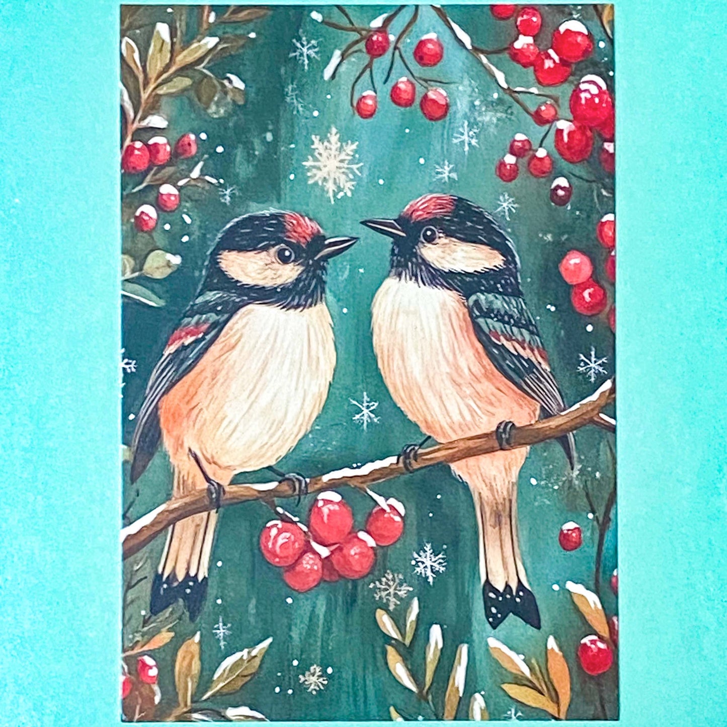 RED & GREEN Individual FESTIVE ANIMAL POSTCARD