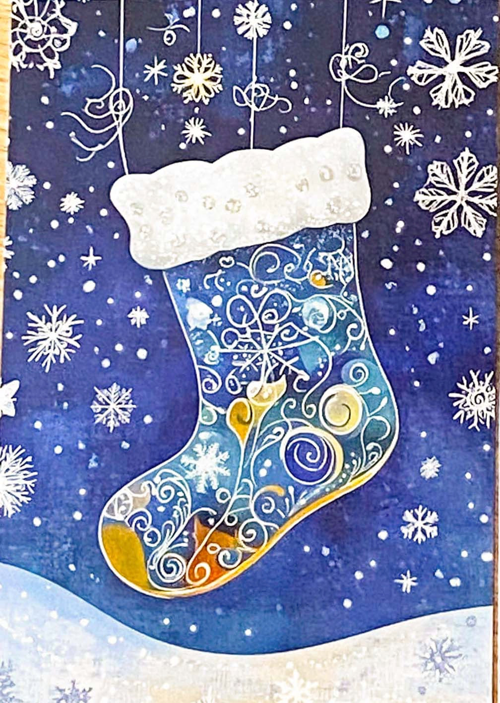 christmas snow snowy postcard postcards post card cards uk cute kawaii festive stationery turquoise  blue midnight sky stars teddy bear snowglobe snow globe polar angel snowman present stocking pretty deep bird woodland tree aqua