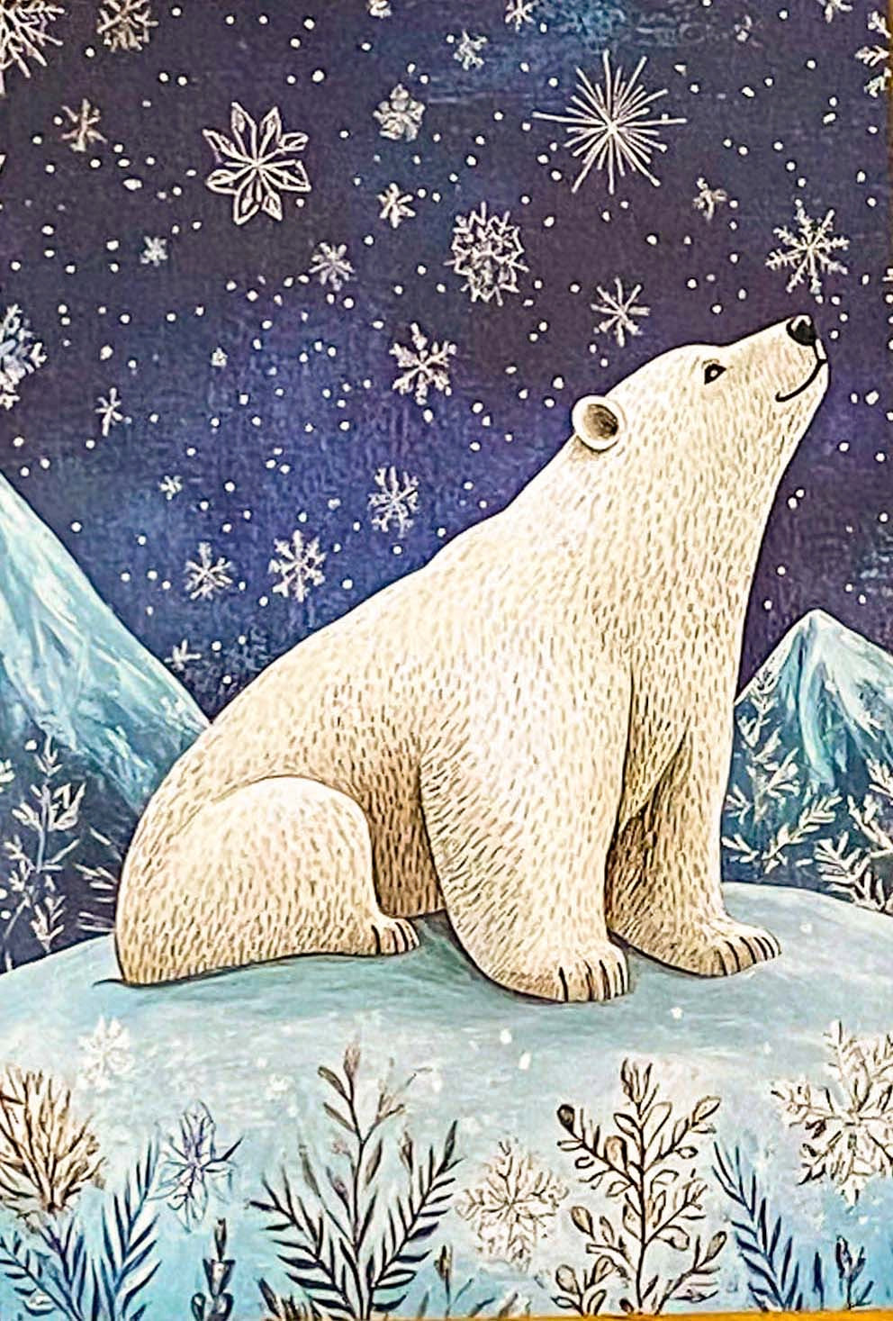 christmas snow snowy postcard postcards post card cards uk cute kawaii festive stationery turquoise  blue midnight sky stars teddy bear snowglobe snow globe polar angel snowman present stocking pretty deep bird woodland tree aqua