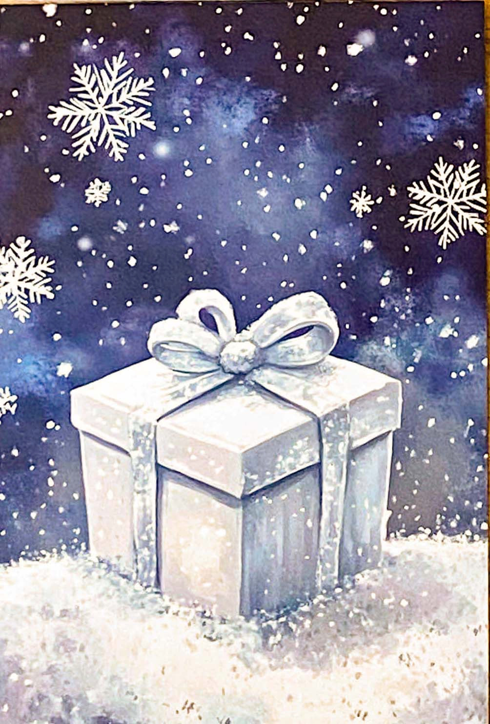christmas snow snowy postcard postcards post card cards uk cute kawaii festive stationery turquoise  blue midnight sky stars teddy bear snowglobe snow globe polar angel snowman present stocking pretty deep bird woodland tree aqua