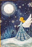 christmas snow snowy postcard postcards post card cards uk cute kawaii festive stationery turquoise  blue midnight sky stars teddy bear snowglobe snow globe polar angel snowman present stocking pretty deep bird woodland tree aqua