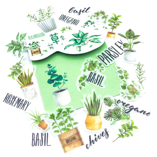 Sale- just £1.99! HERB GARDEN Sticker Flakes Pack of 40