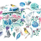 floral flowers birds bird matte translucent sticker flakes pack of 40 die cut uk stickers cute stationery leaves leaf washi planner supplies shop store addict kawaii