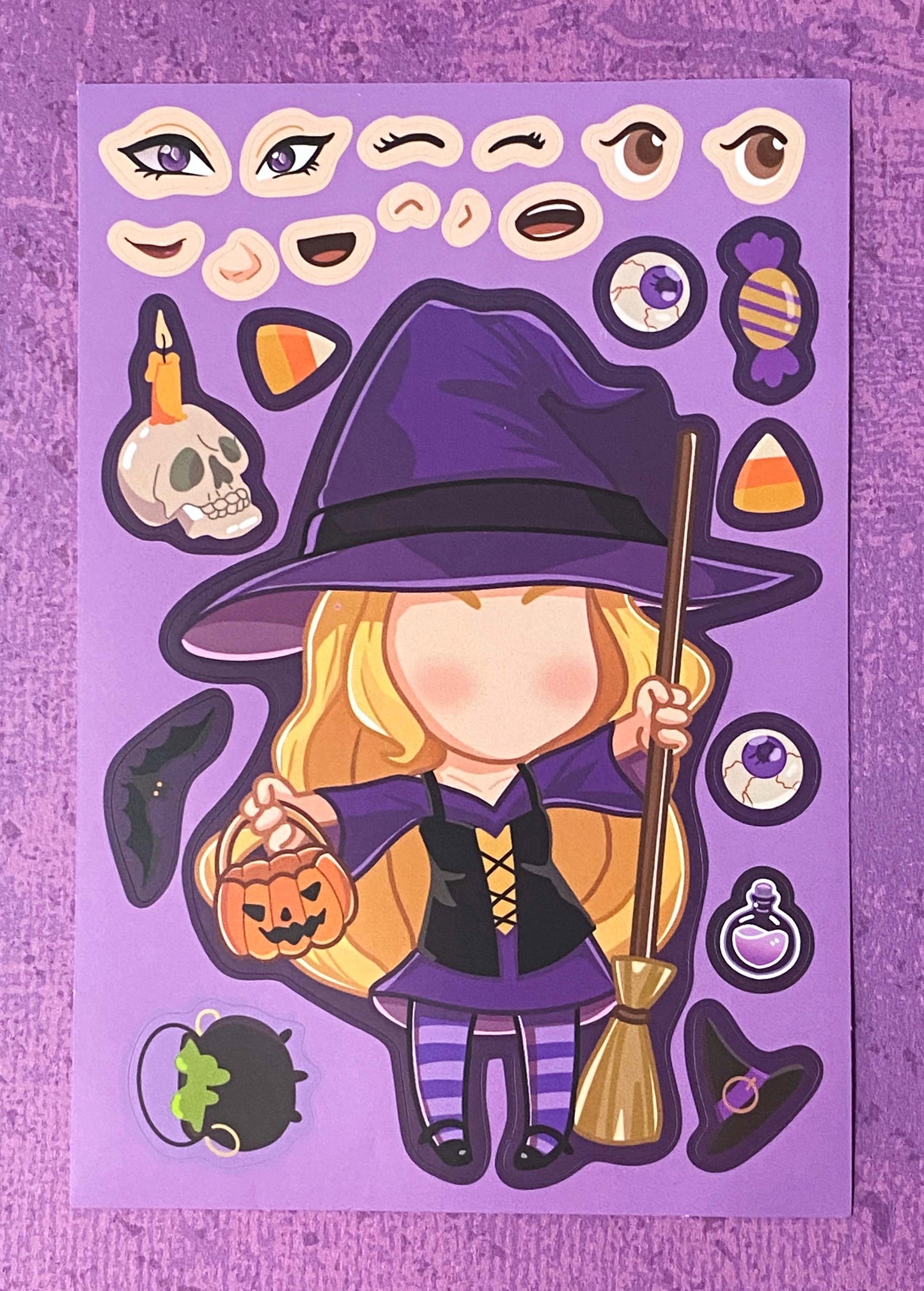 large big kids build a character monster halloween picture sticker stickers sheet uk cute kawaii fun gift gifts stationery children witch frankenstein monster pumpkin pirate death grim reaper mummy vampire werewolf wolf wolves ghost ghosts 
