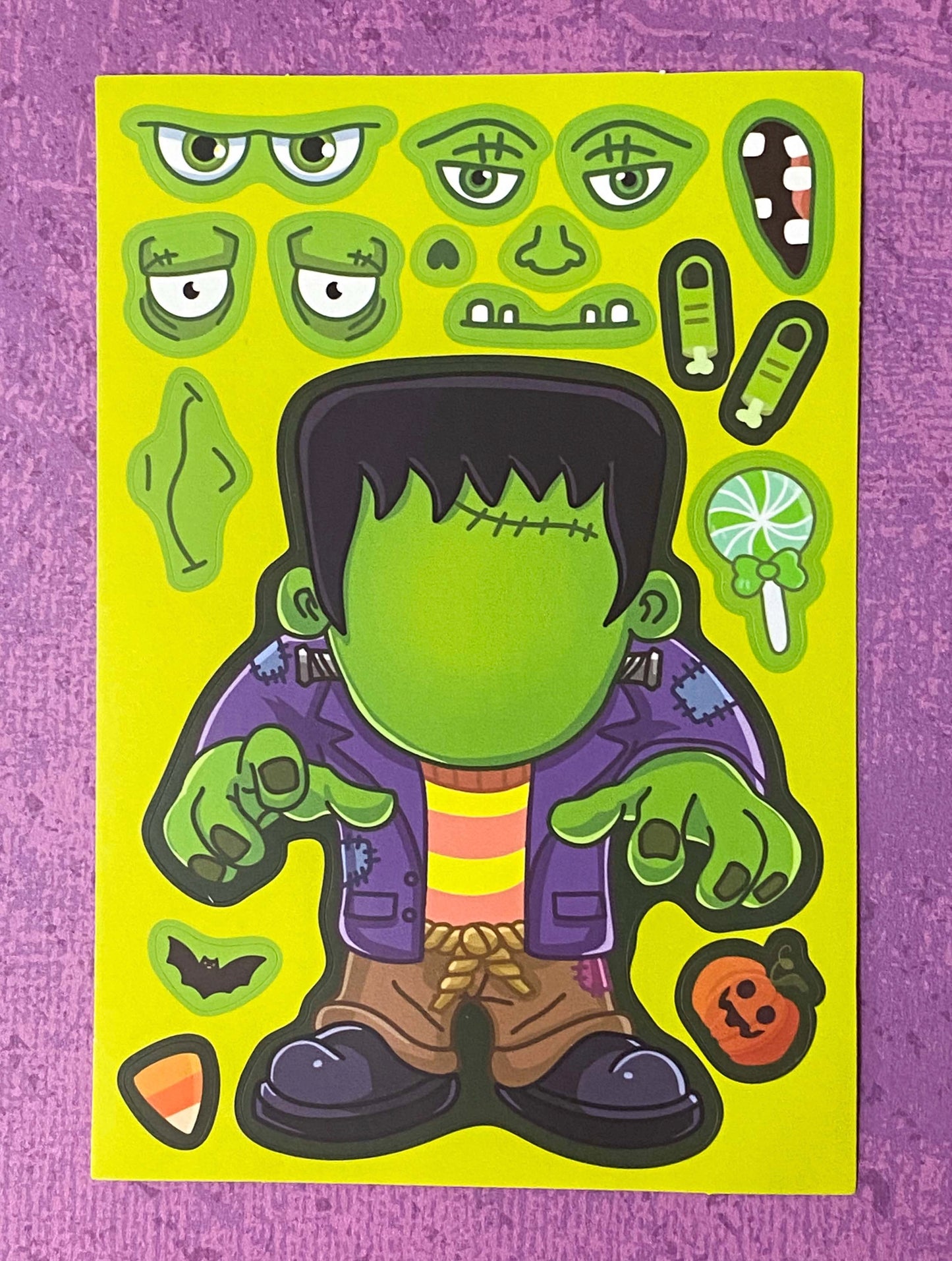 large big kids build a character monster halloween picture sticker stickers sheet uk cute kawaii fun gift gifts stationery children witch frankenstein monster pumpkin pirate death grim reaper mummy vampire werewolf wolf wolves ghost ghosts 