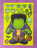 large big kids build a character monster halloween picture sticker stickers sheet uk cute kawaii fun gift gifts stationery children witch frankenstein monster pumpkin pirate death grim reaper mummy vampire werewolf wolf wolves ghost ghosts 