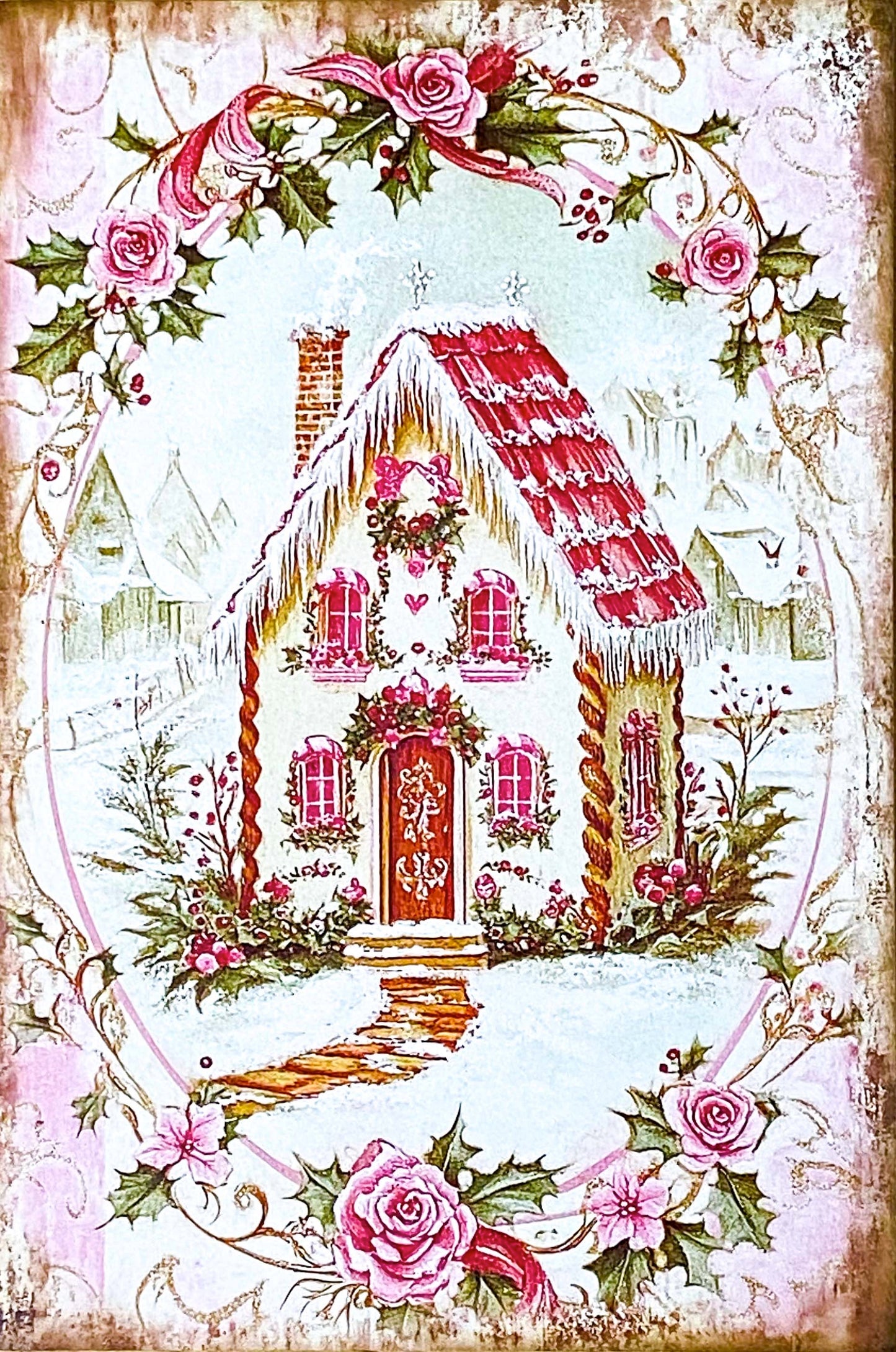 On Offer! SHABBY CHIC Vintage Pink Christmas Postcards