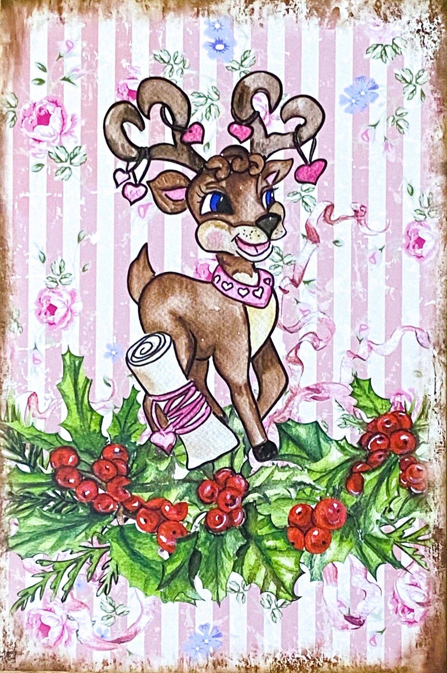 On Offer! SHABBY CHIC Vintage Pink Christmas Postcards
