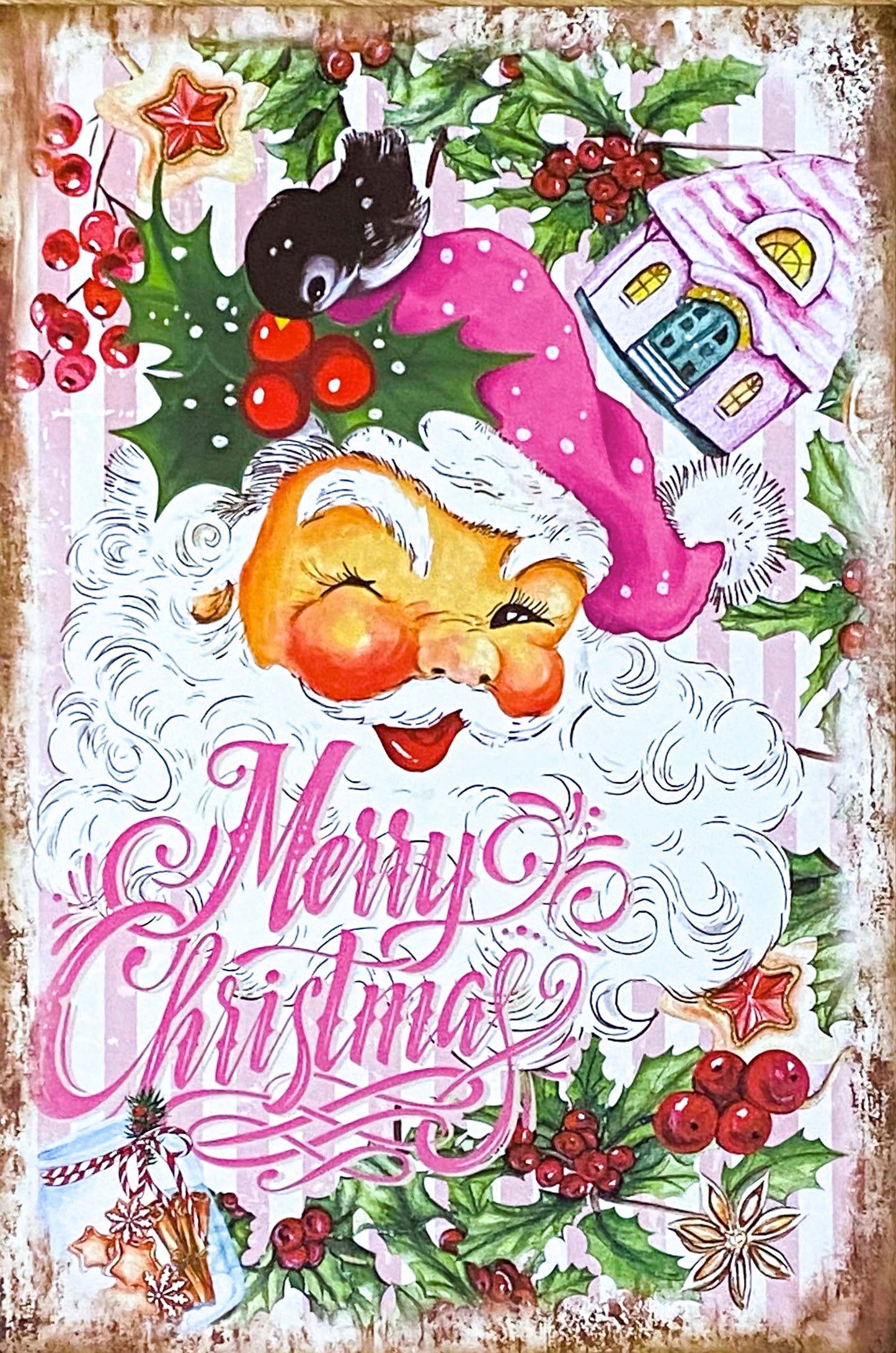 On Offer! SHABBY CHIC Vintage Pink Christmas Postcards