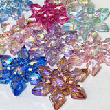 jumbo 35mm 36mm snowflake bead beads acrylic clear foil metallic lustre pearl pearly christmas festive big large chunky very beaded pen ens make your own uk cute kawaii craft supplies shop store pretty snow flake