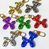 balloon dog dogs metallic shiny keyring key ring rings chain keychain bag charm charms clip clips uk cute kawaii gift gifts shop store red purple blue green silver pewter gunmetal gold pretty bright 3d 3 dimensional chunky