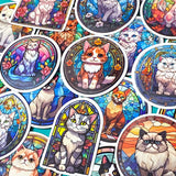 glossy bright rainbow colours cat cats laptop sticker stickers set big round window windows kitten kittens kitty kawaii cute pretty gift gifts stationery store shop uk