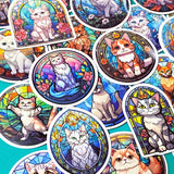 glossy bright rainbow colours cat cats laptop sticker stickers set big round window windows kitten kittens kitty kawaii cute pretty gift gifts stationery store shop uk