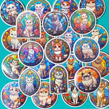 glossy bright rainbow colours cat cats laptop sticker stickers set big round window windows kitten kittens kitty kawaii cute pretty gift gifts stationery store shop uk